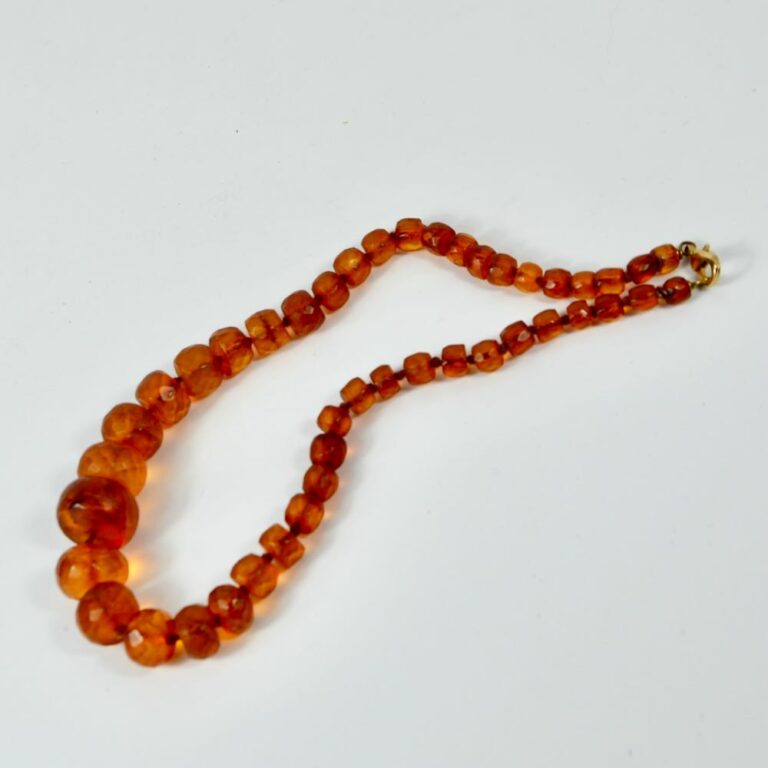 Antique amber necklace, facetted beads 19th century - Divine Style ...