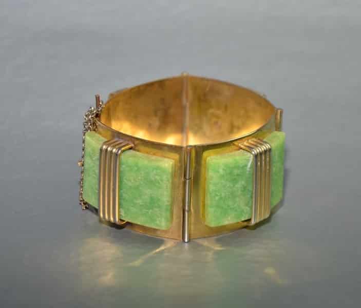 Antique Art Deco Bracelet by Krementz Camphor Glass Blue Crystals 14k -  Ruby Lane