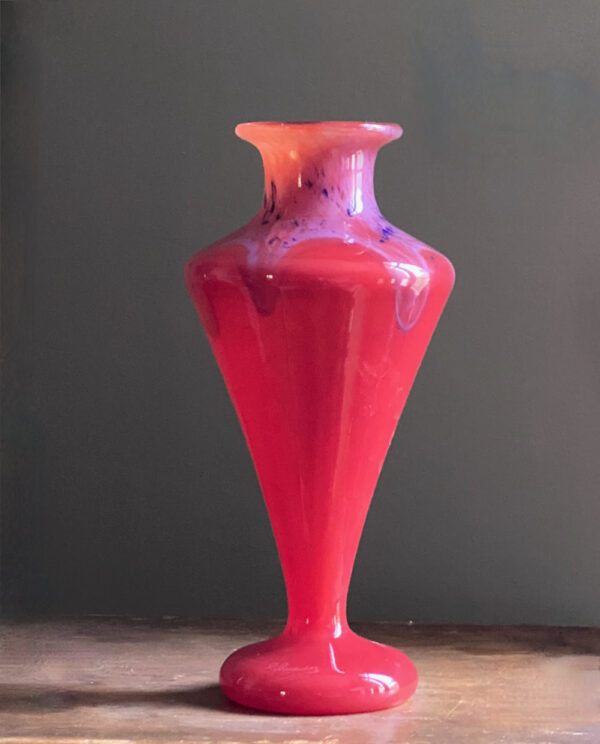 Charles Schneider pate de verre vase, tall art deco vase