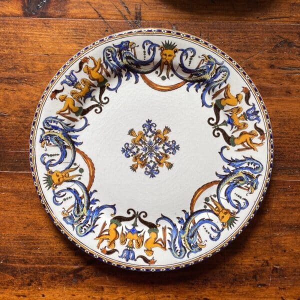 Gien faience plates c1875, suite of 4 patterns antique French faience 1