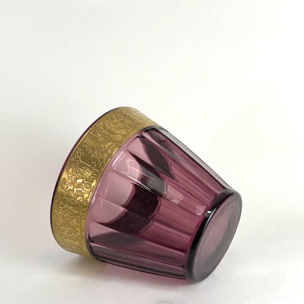 Art Deco amethyst glass vase with gold frieze by Walther Glas, Germany (4