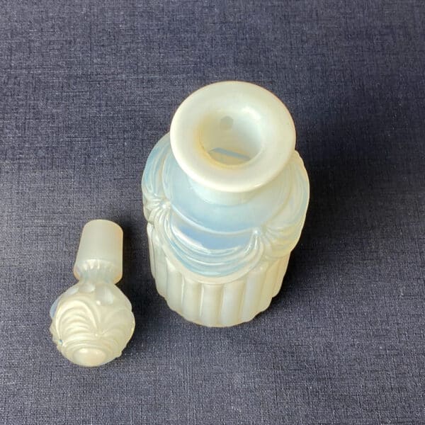 Opalescent glass scent bottle Cristal de Sèvres, antique French cologne flask 2