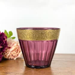 Art Deco vase with gold frieze in amethyst glass by Walther