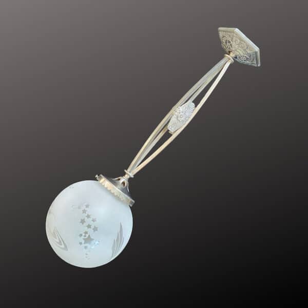 French Art Deco light by Deveau with nickel plated mount 1930