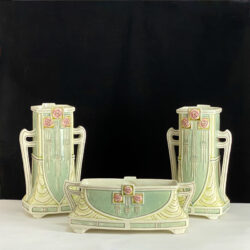 Art Nouveau jardiniere and vase mantel set, Secessionist vases