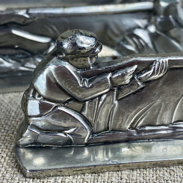 Set of 6 French art deco knife rests in chrome plate, hunting, fishing, country sports c1930 2