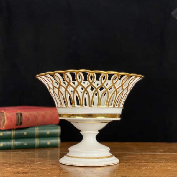 Reticulated porcelain compotier pedestal fruit bowl c1850 a