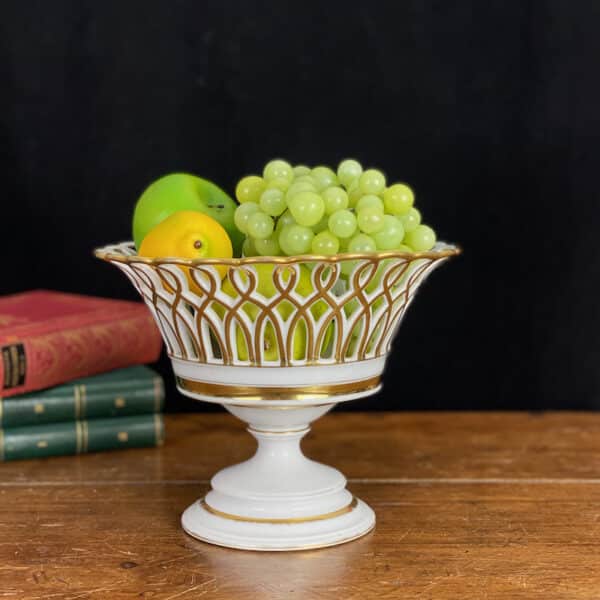 Reticulated porcelain compotier pedestal fruit bowl c1850