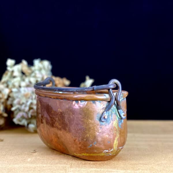 Small beaten copper jardiniere with dovetail seams