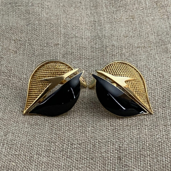 Vintage Balenciaga leaf earrings, French couture jewellery, clips