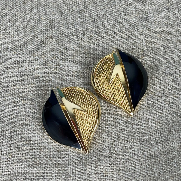 Vintage Balenciaga leaf earrings, French couture jewellery, clips