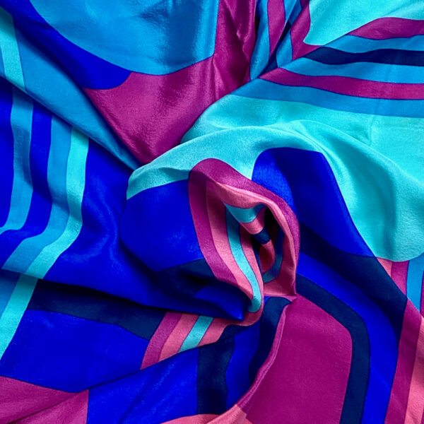 Jehan de Fabregues vintage silk scarf, bright geometric