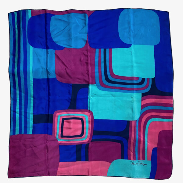 Jehan de Fabregues vintage silk scarf, bright geometric