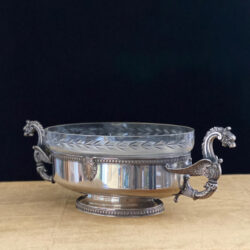 Roux-Marquiand silver plate jardiniere with cut glass liner