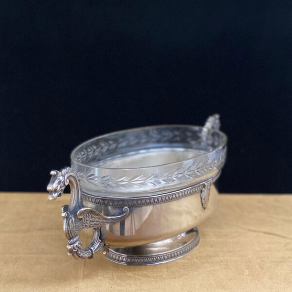 Roux-Marquiand silver plate jardiniere with cut glass liner