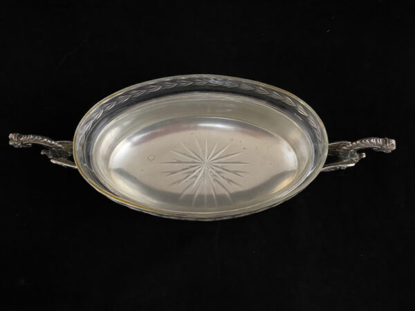 Roux-Marquiand silver plate jardiniere with cut glass liner