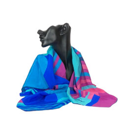 Jehan de Fabregues vintage silk scarf, bright geometric